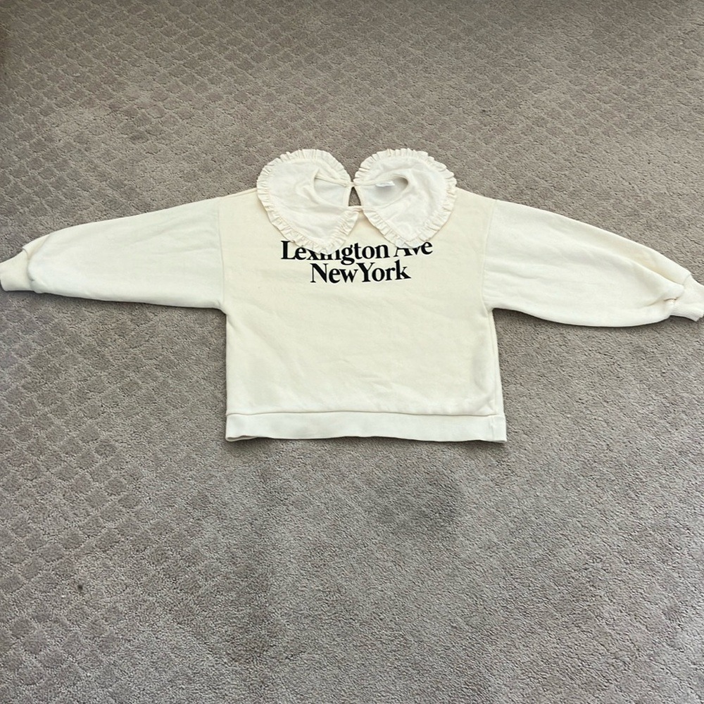 Cream ZARA collared sweatshirt “Lexington Ave New York” 140 cm girls age 10